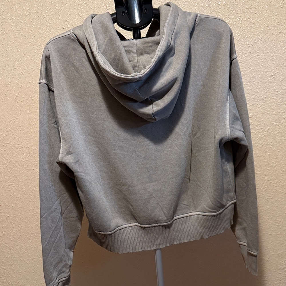 Zenana vintage wash gray kangaroo pocket hoodie women’s large super soft stretch - Picture 7 of 7